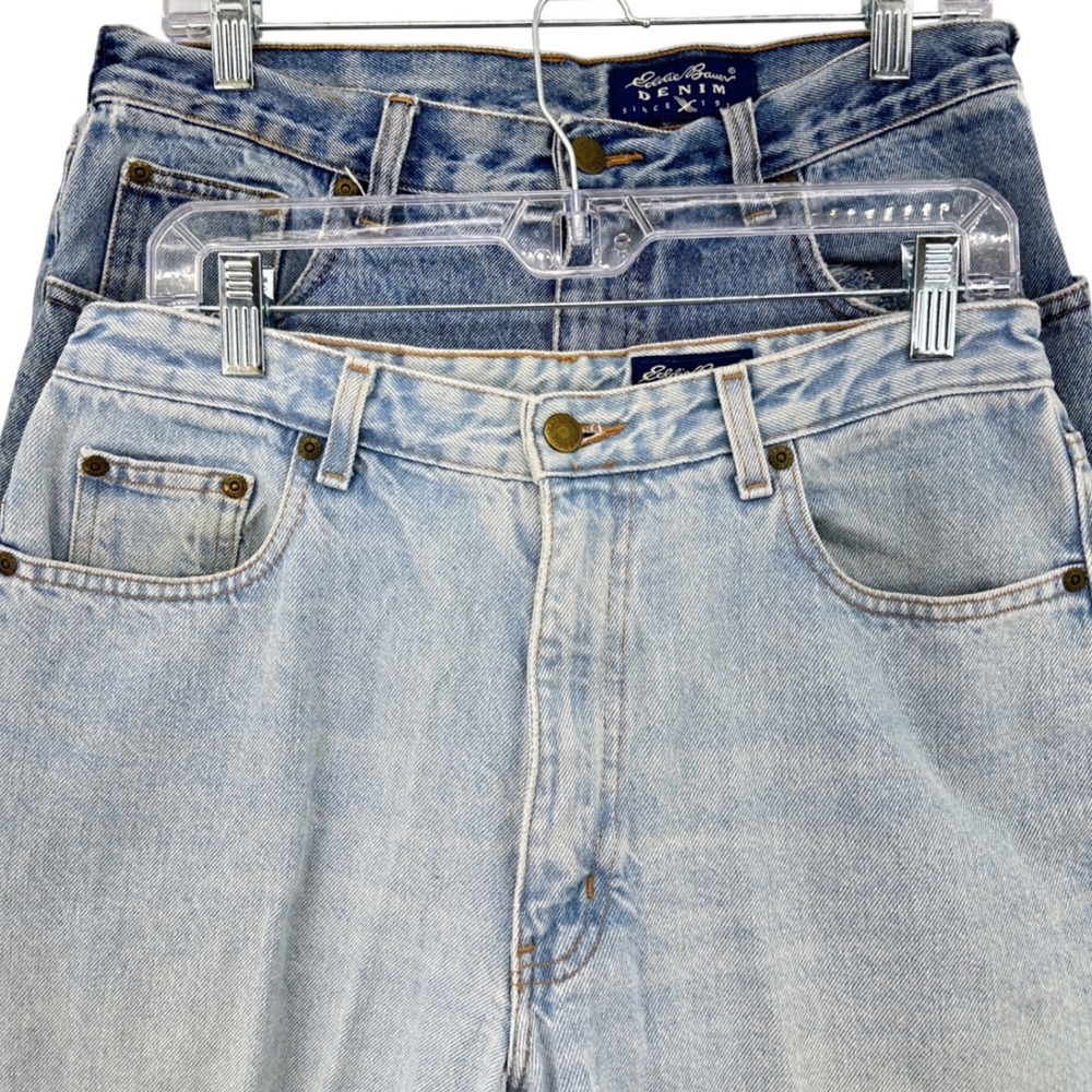 VTG Eddie Bauer (Set of 2) Mom Jeans Light Medium Wash SZ 12P 30x29 Distressed
